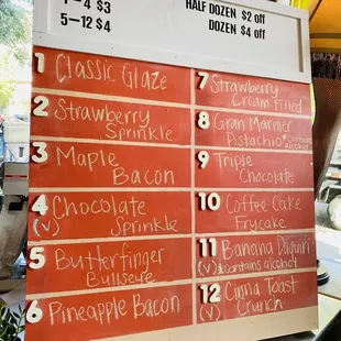 Donut menu 7/7/22