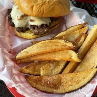 Hamburger with Swiss and Grilled Onion