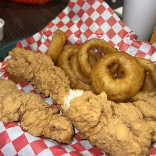 a basket of fried food
