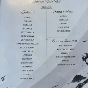 menu