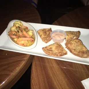 Shrimp and empanadas appetizer!! So good