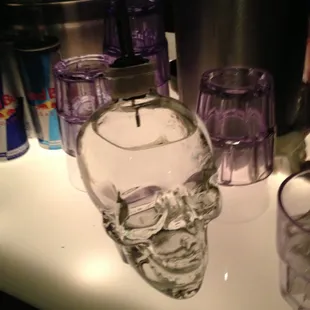 a skull shaped glass