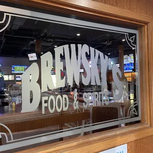a view of the restaurant through the window