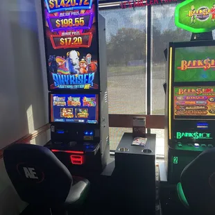 a row of slot machines