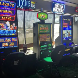 a row of slot machines