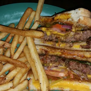 Grilled cheese cheeseburger! :) yummy!