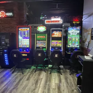 a row of slot machines