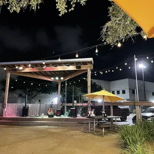 Outdoor seating and live music