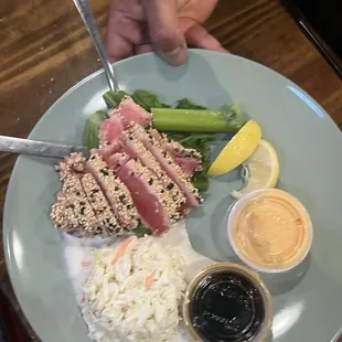 Ahi tuna -- I didn&apos;t care for it.  It was too tough!