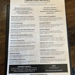 Brunch Menu 11/20/22