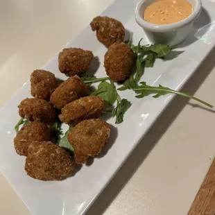 Guac Bites with roasted red pepper aioli
