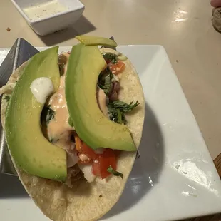 Fish tacos! The Brewster&apos;s burger was gone before I took the photo, lol. I shared my last taco.