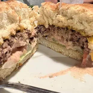 Brewster Burger. Well cooked and good meat. Just not huge. A hungry man might need two.