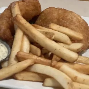 Fish n chips. Fish has no flavor and all portions were extremely small like a kids size plate. Only 2 fish and small amount of fries.