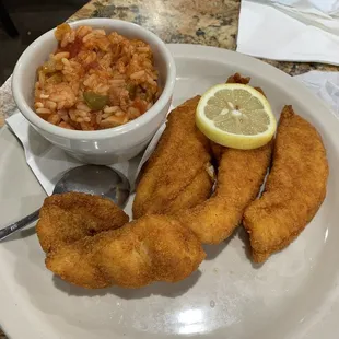 Fried catfish &amp; jambalaya