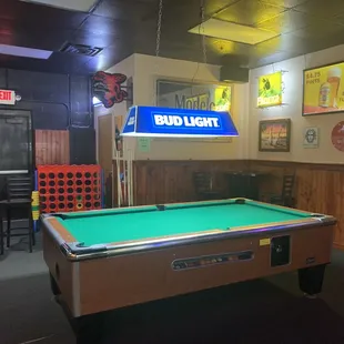 a pool table in a pub