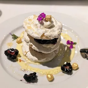 Blackberry hazelnut dacquoise, paired with Graham's 10 year tawny porto.