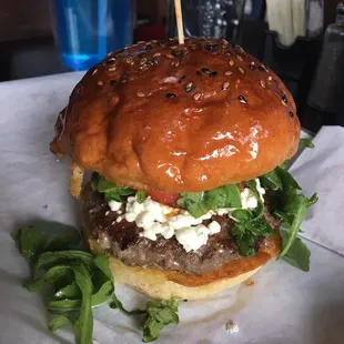 Roasted Tomato and Goat Cheese Dressed Burger