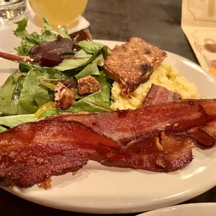 Plate 1 of buffet. The bacon was thick and loved this salad
