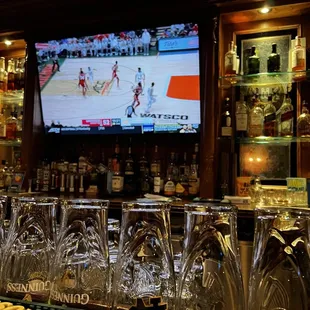 a bar with a television