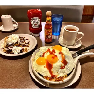 Tijuana Skillet (3eegs) Side of Crepes w/extra Cinnamons Apples &amp; Coffee.Pretty Good!Briana&apos;s Pancake House.Hanover Park, IL  Cool!