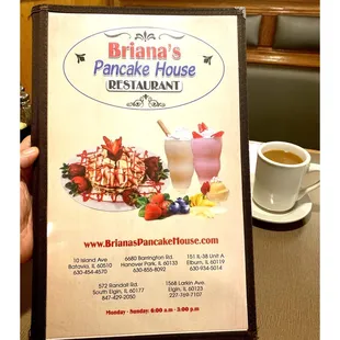 Menu Briana&apos;s Pancake House.Hanover Park, IL  Breakfast/Lunch.One of 5 locations.Clean Place.Great Food.Nice Service.Busy Sunday! Cool!