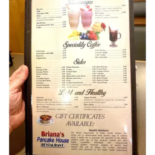 Menu Briana&apos;s Pancake House.Hanover Park, IL  Breakfast/Lunch.One of 5 locations.Clean Place.Great Food.Nice Service.Busy Sunday! Cool!