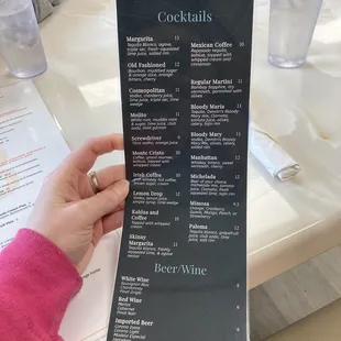 Cocktail menu