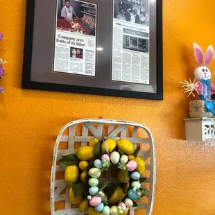 Main dining room - article about the family that owns this biz!