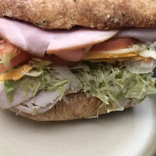 Half Michelangelo with turkey and ham