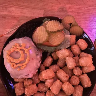 The turkey burger with tater tots