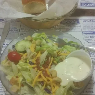 Side salad that comes with meal and roll.
