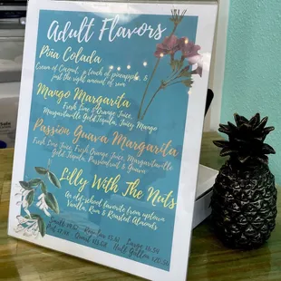 Adult Flavors menu