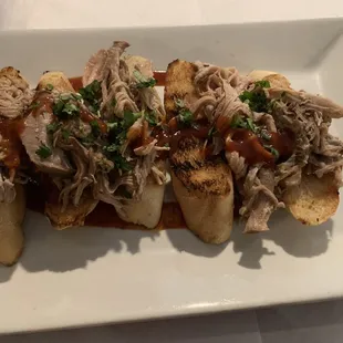 Roast pork crostini