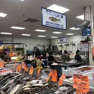 a variety of seafoods