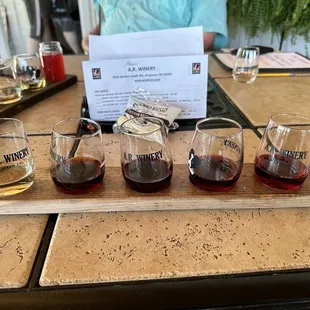 a flight of wine glasses
