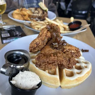 Chicken and WAFFLES - YUM - juiciest and flavorful