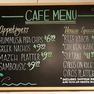 menu