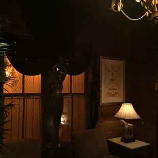 a living room with a chandelier