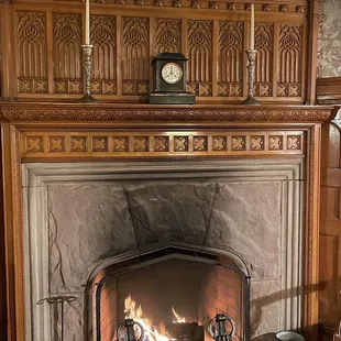 a fireplace in the living room