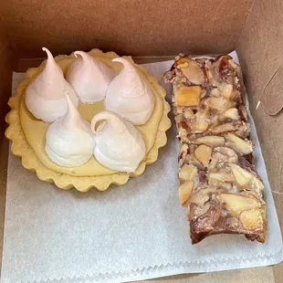 Lemon meringue pie and cookie bar