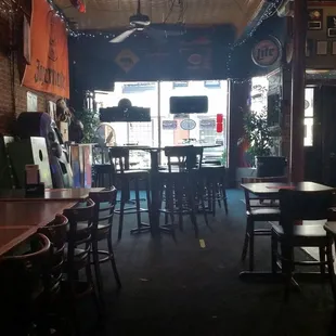 tables and chairs in a restaurant