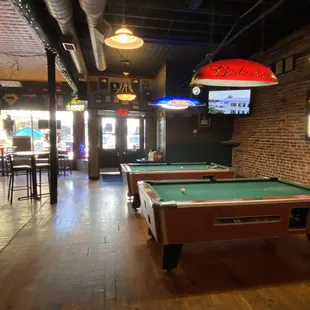 billiard tables and televisions