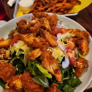 Buffalo Chicken Salad (side sweet potato fries)