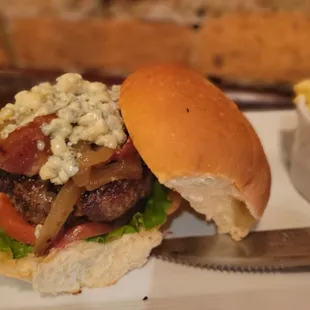 Fondue burger , side of homemade macaroni n cheese