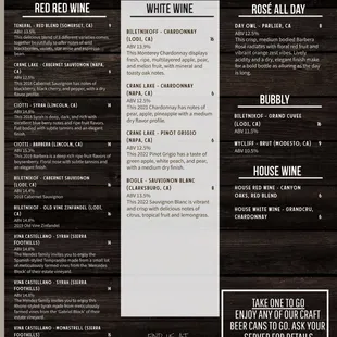Drink menu