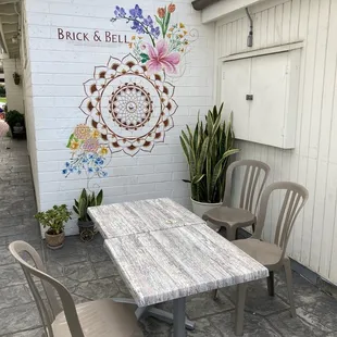 Outdoor patio in back.