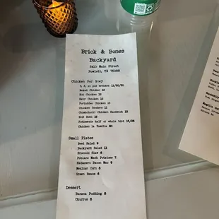 Menu items. Don't forget dessert!