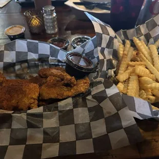 Chicken Tenders and fries