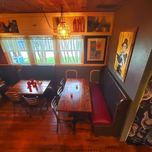 Partial view of downstairs dining